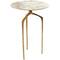Gold Aluminum Geometric Slim Textured Accent Table
